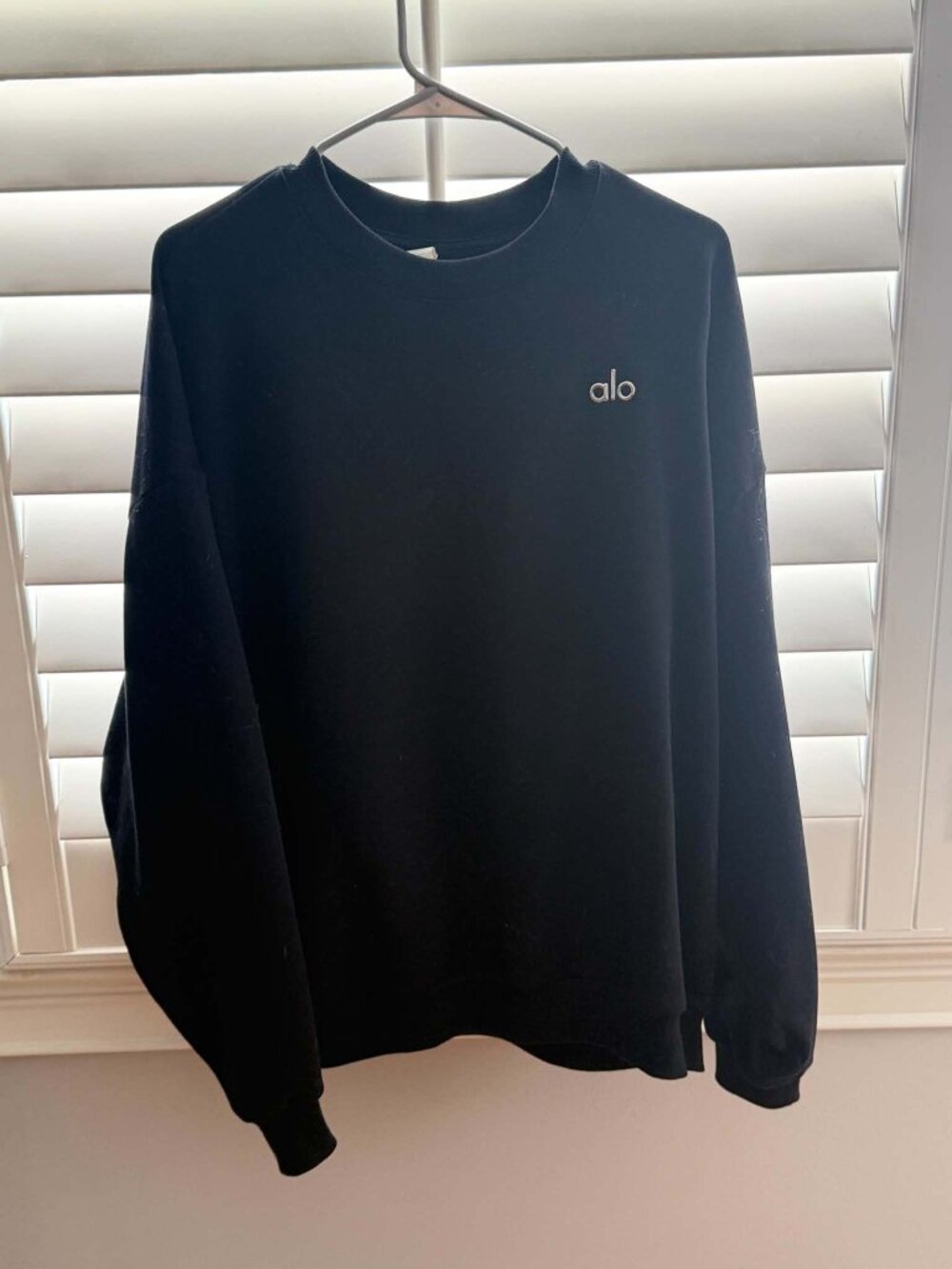 ALO Yoga Accolade Crew Neck Pullover Sweatshirt Athletic Black Size L